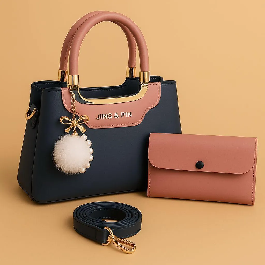 Black Handbag & Wallet Set for Women