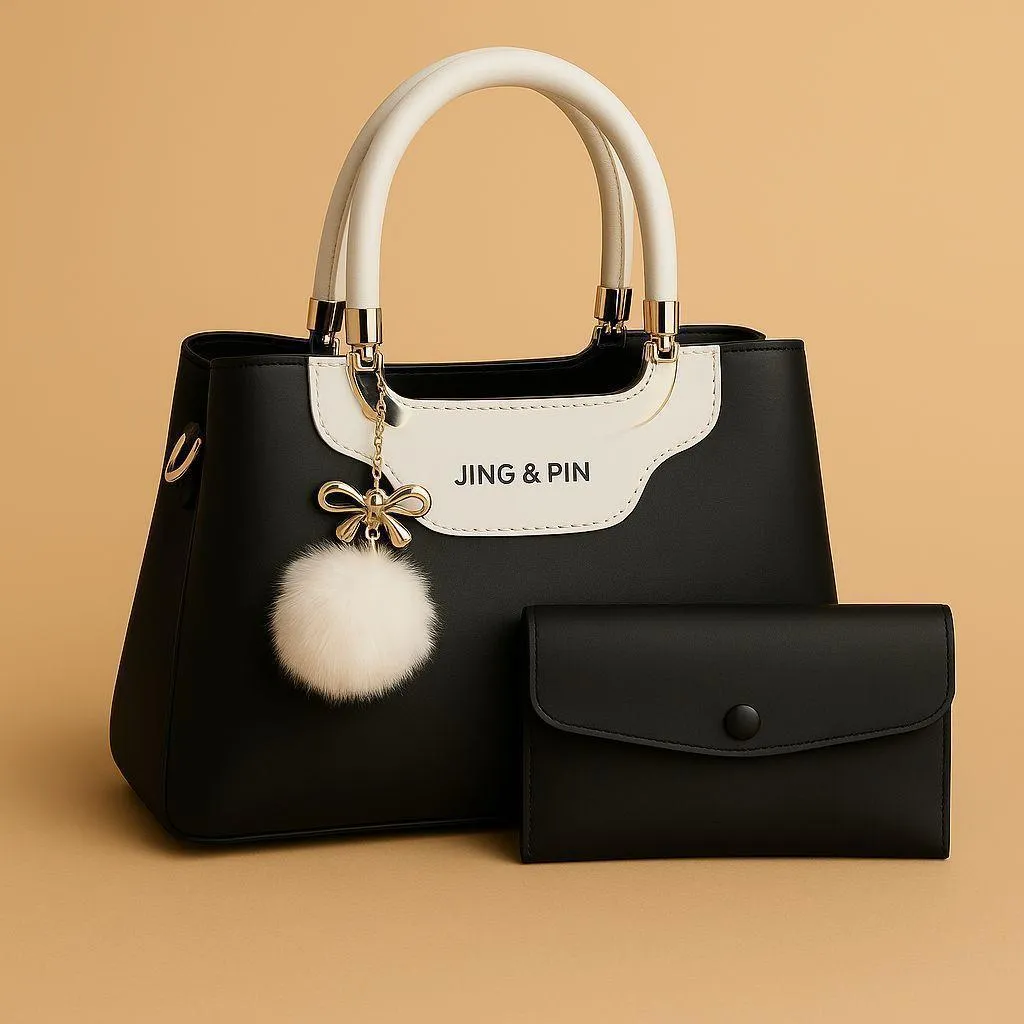 Black Handbag & Wallet Set for Women