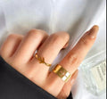 Golden Airplane Couple Rings Adjustable for Men Women