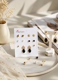 6-Piece Gold Plated Crystal Earrings Set for Women