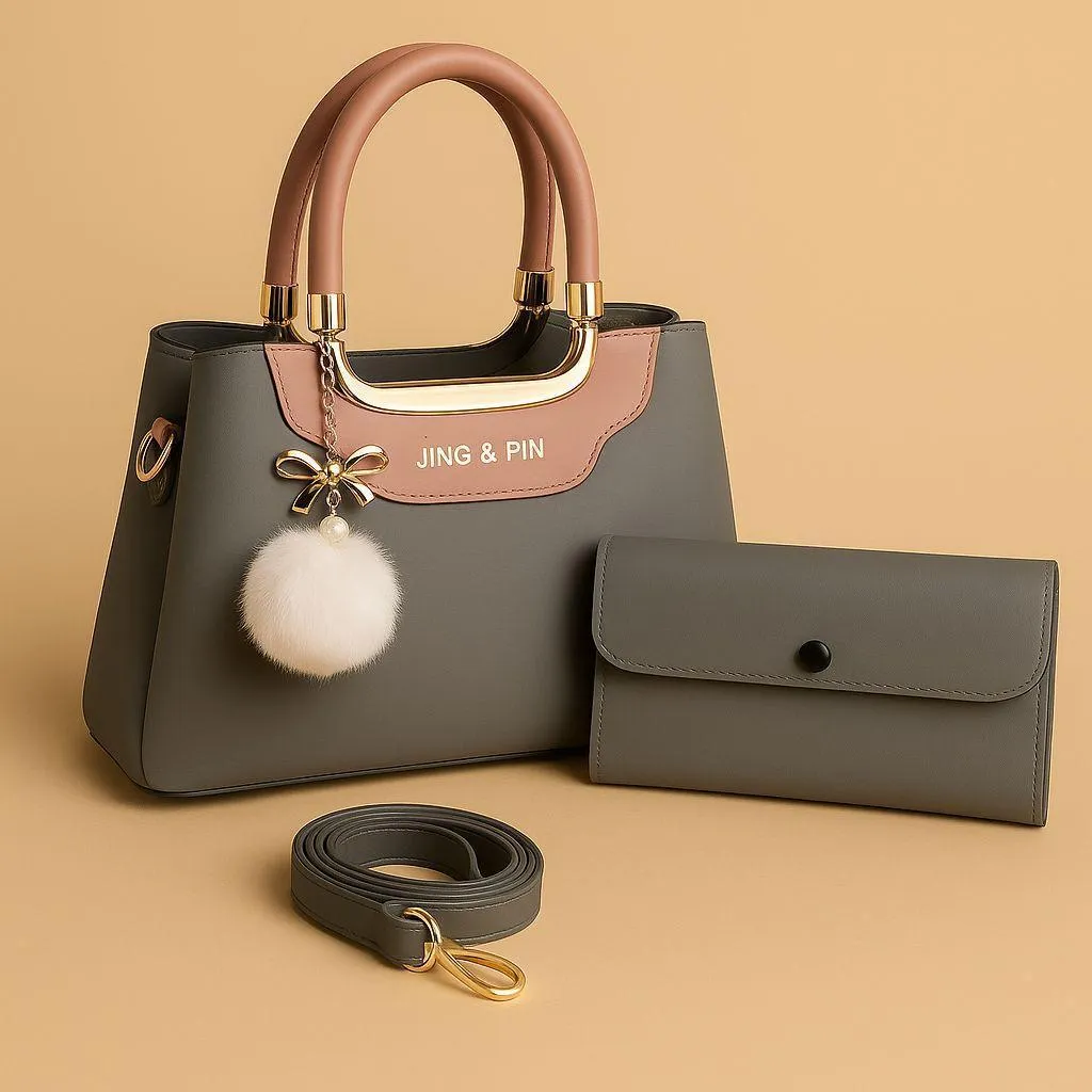 Black Handbag & Wallet Set for Women