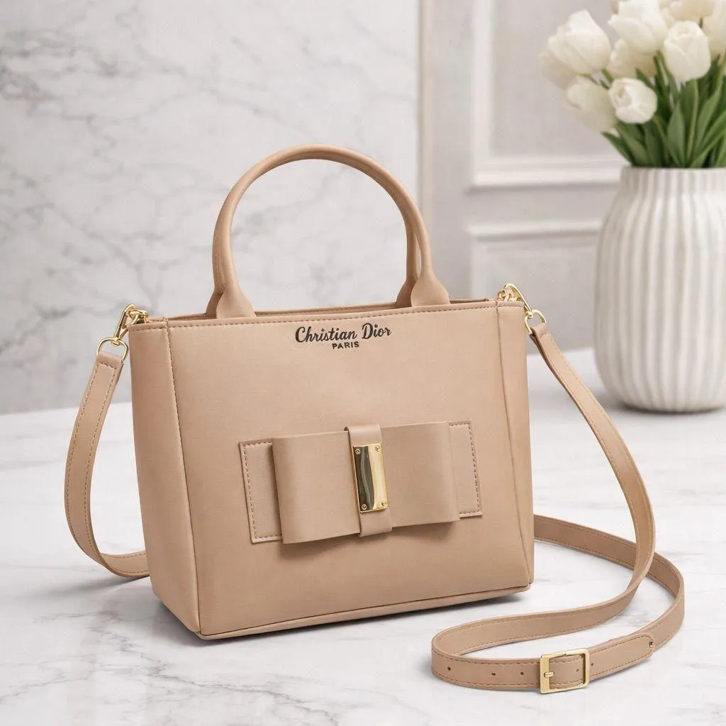 Beige Leather Shoulder Bag for Women 8x10 Inches