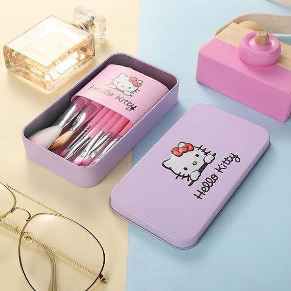 Hello Kitty 7-Piece Pink Metal Makeup Brushes Set