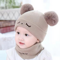 Wool Textured Beanie & Neck Warmer Set for Kids 0-6